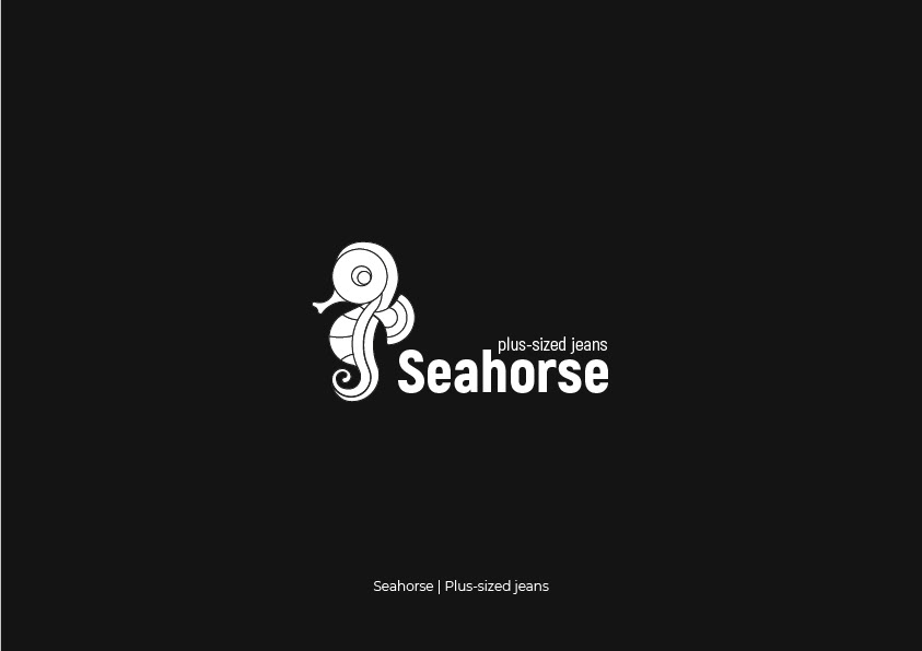 A seahorse is made of circles in accordance with a rule of golden section for plus-sized jeans brand