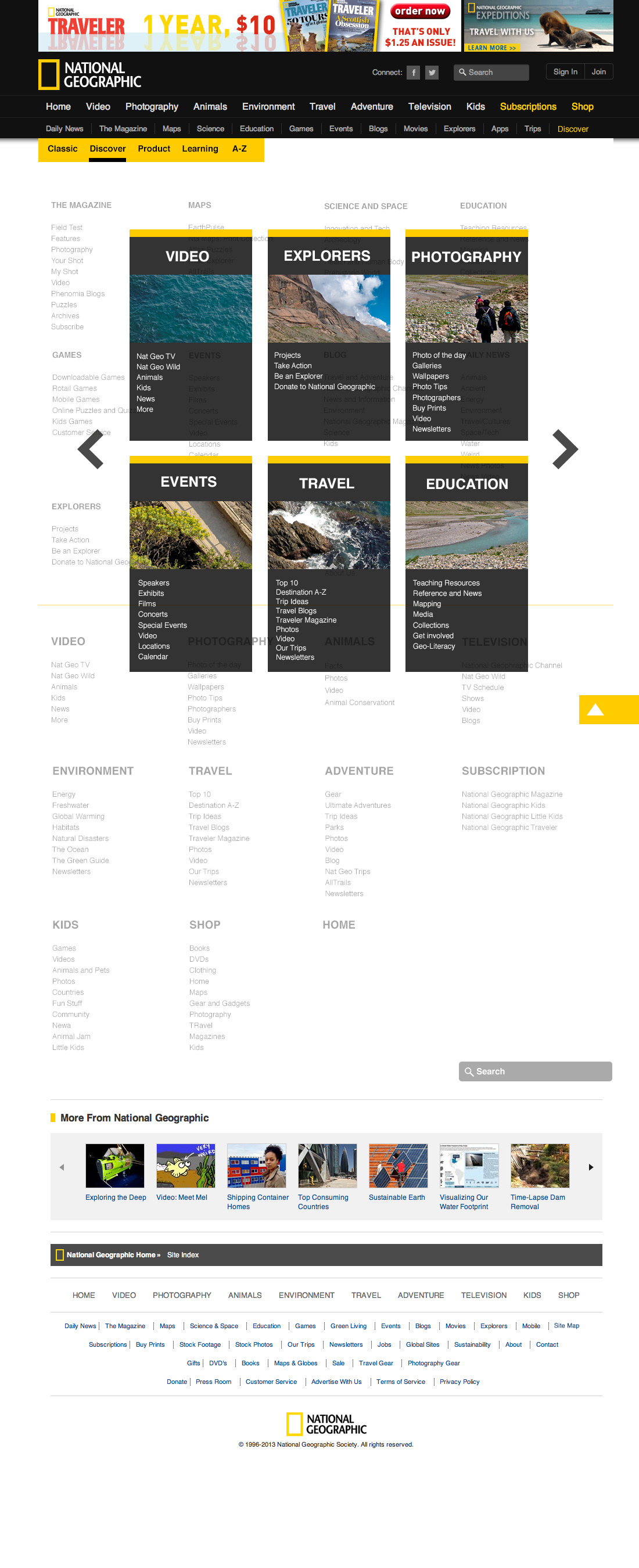 national geographic  site map  web  design
