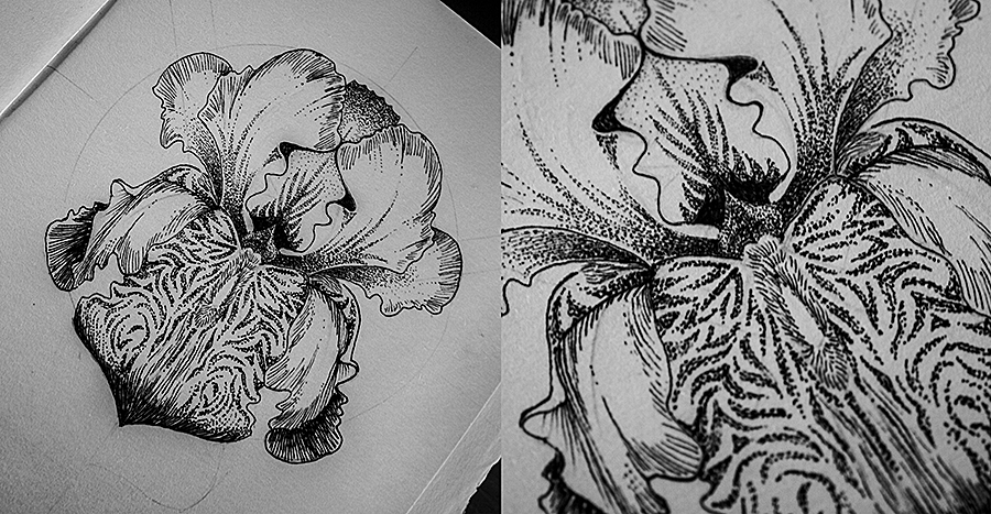 flower sketch ink tattoo
