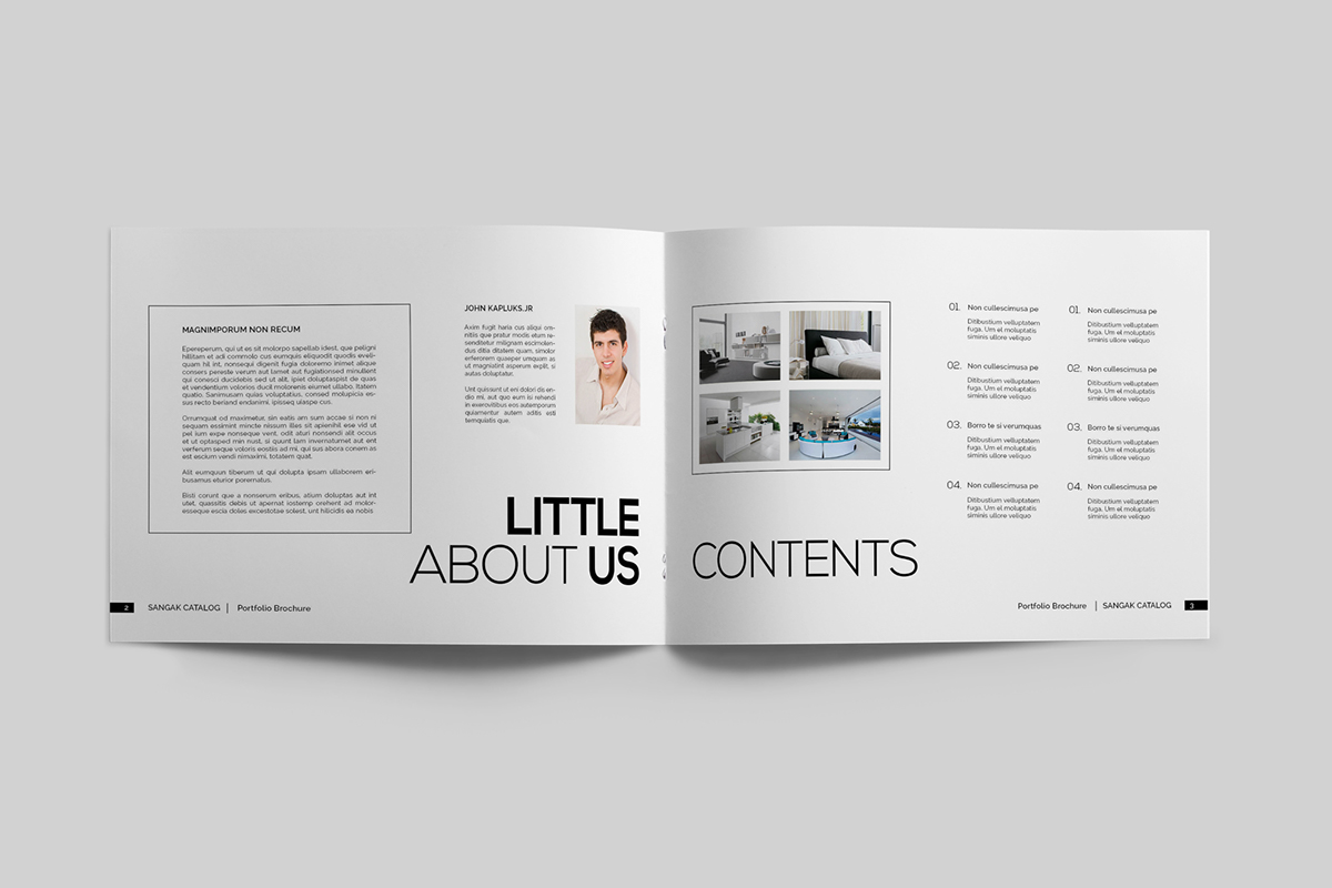 brochure portfolio magazine Interior InDesign Layout photo album elegant minimalist clean a4 a5 modern