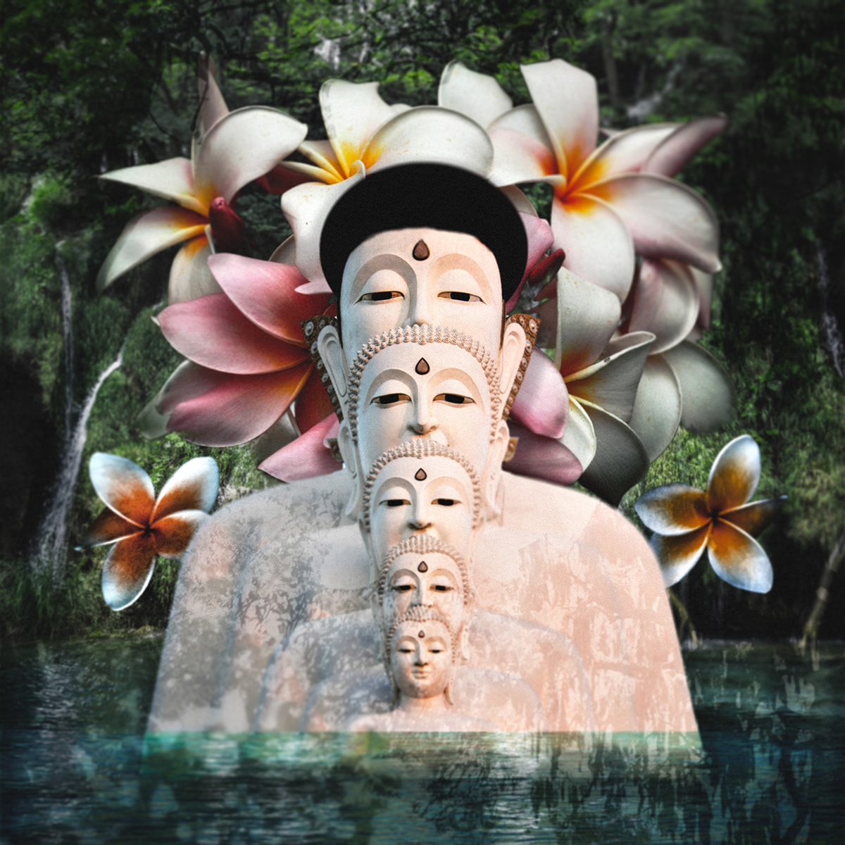 Photo Manipulation  graphic design  photoshop Fine Arts  Buddha sacred Nature plants Flowers spiritual