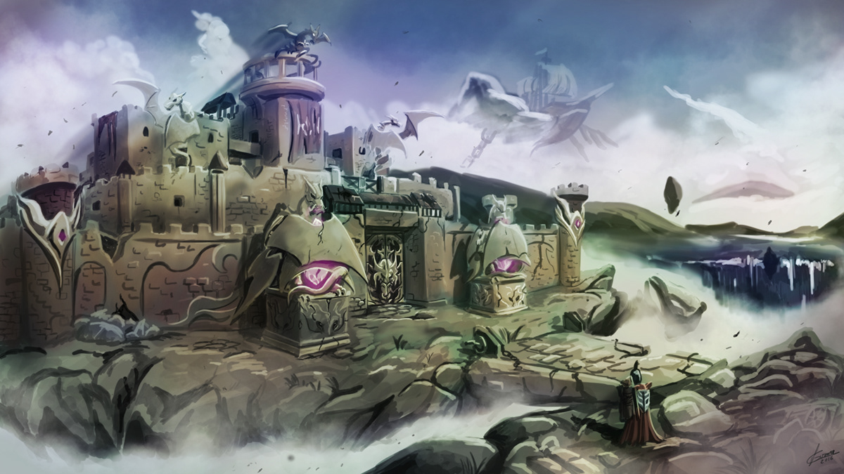 Scifi fantasy concept crehana digital painting   Landscape building jguzman aospades