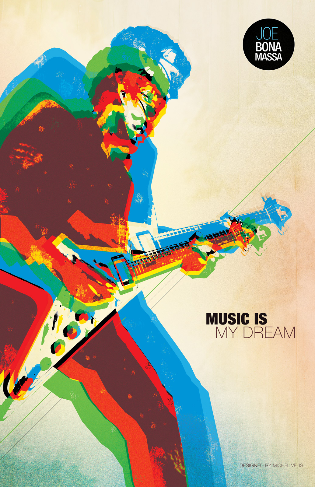 poster music poster color poster Retro Poster guitar JOE BONAMASSA simple clean red blues purple