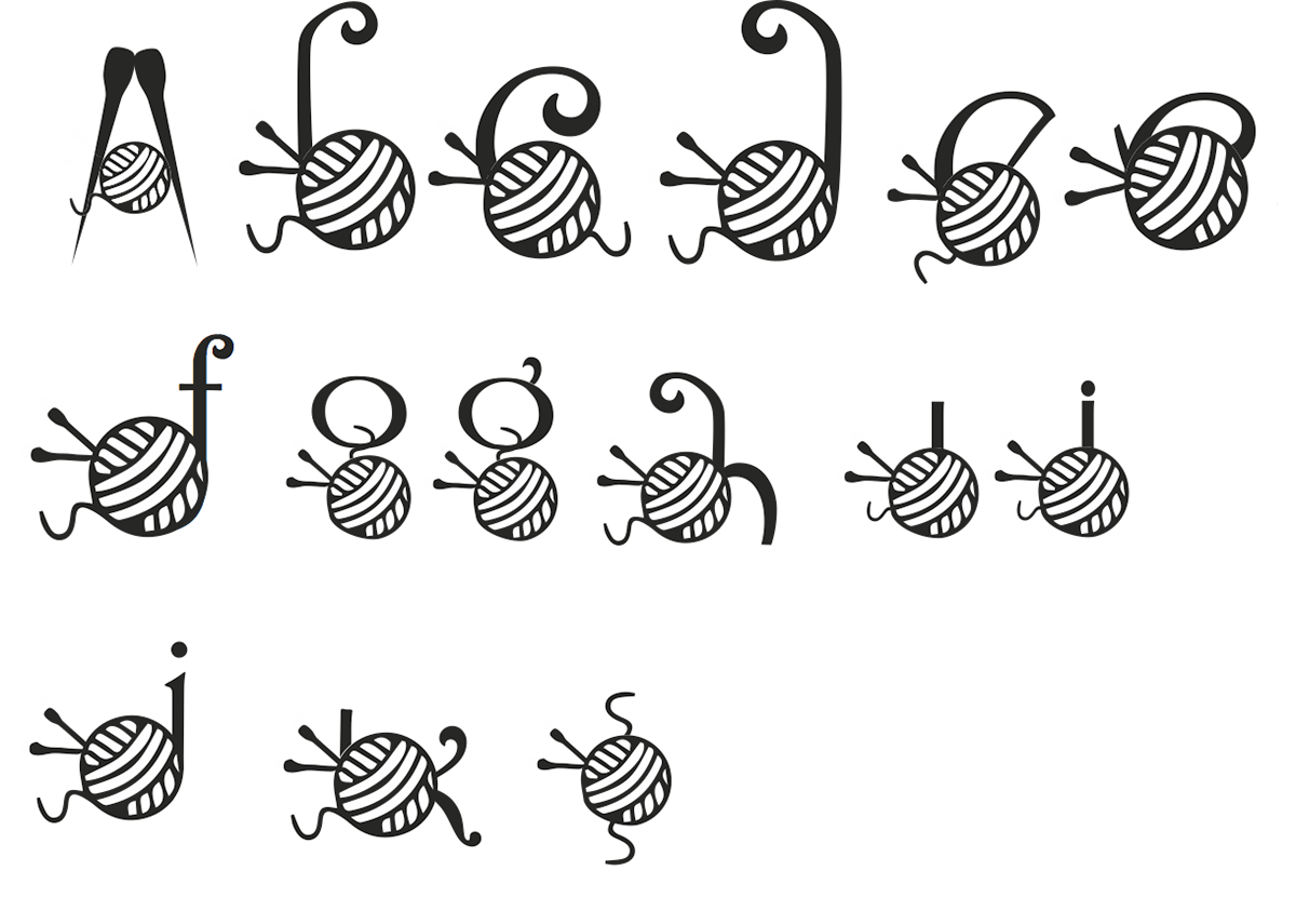 creative design turkish motif knitting alphabet