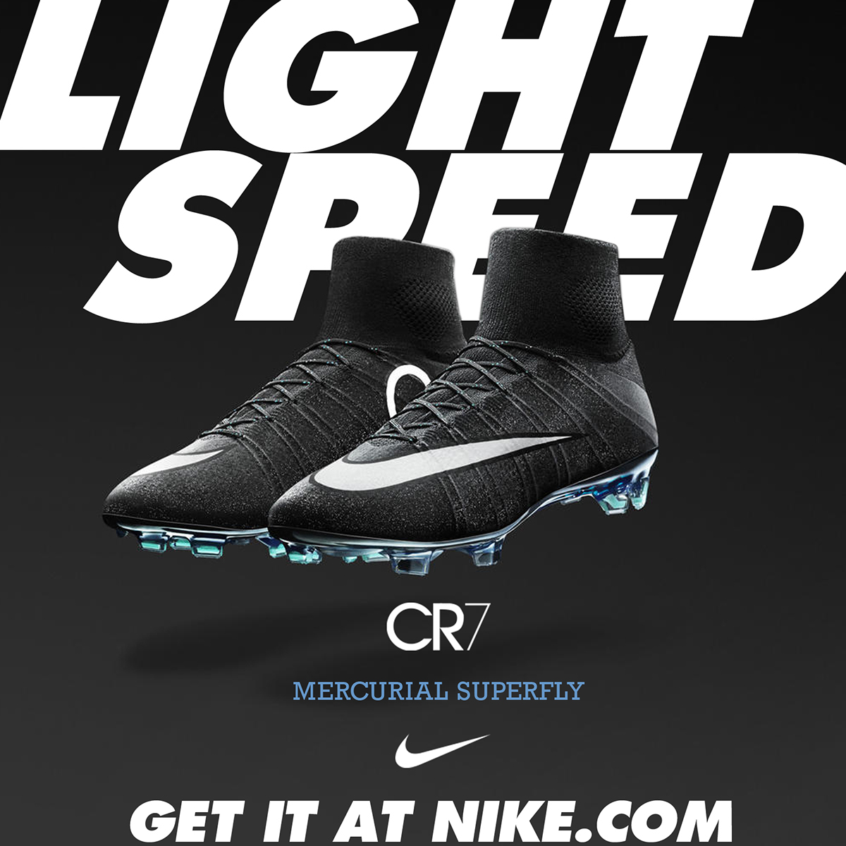 sport football Nike black ad campaign boots light speed