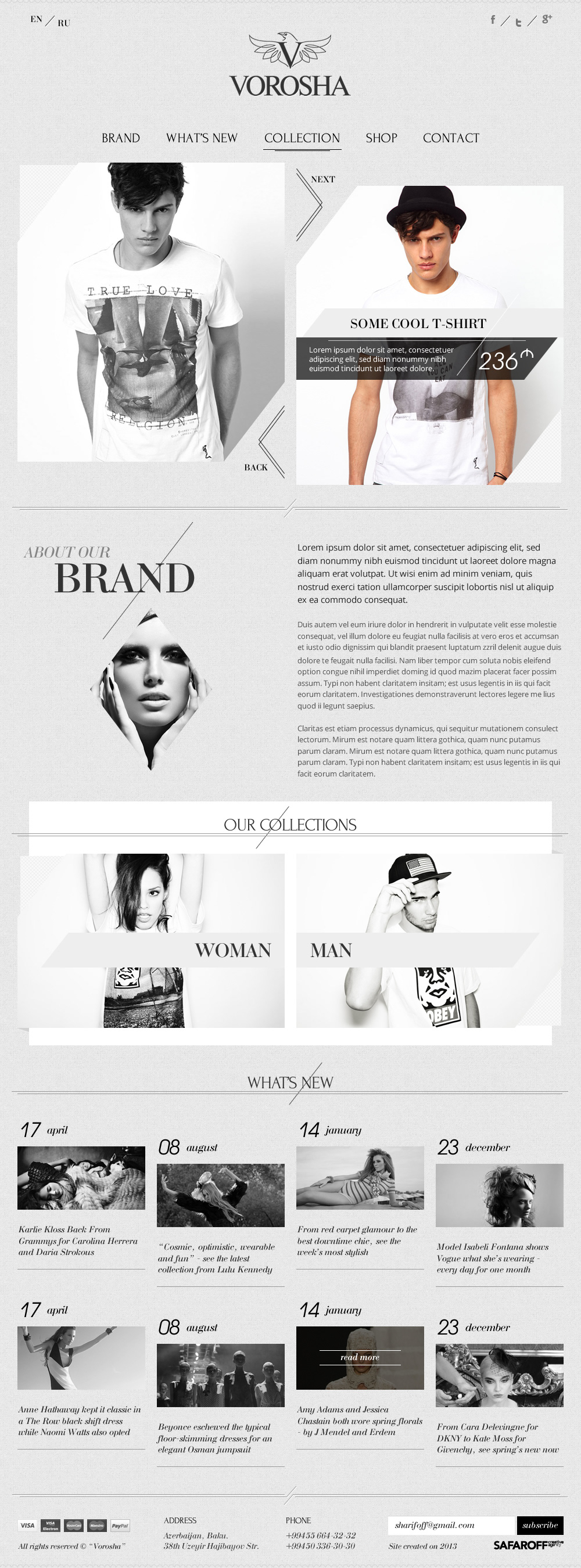 vorosha t-shirt concept design brand Web UI ux sketch
