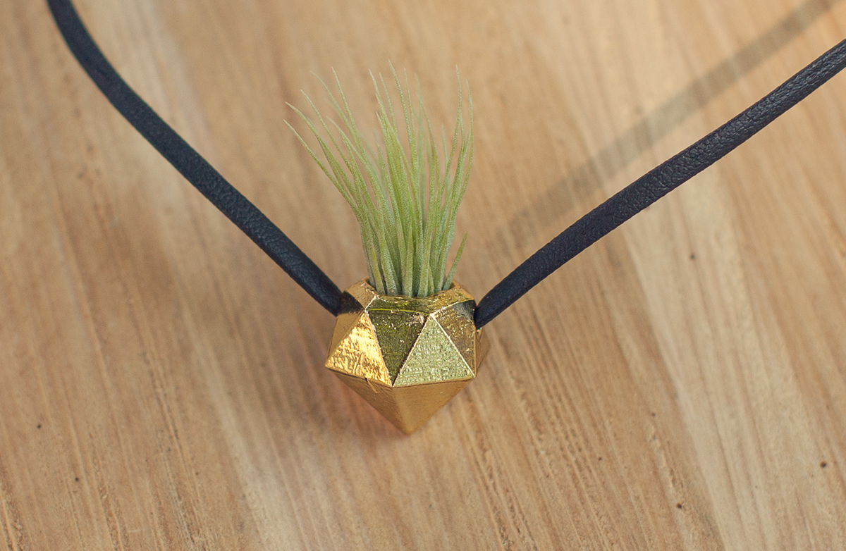 jewelry design industrial Plant Tillandsia print 3D live green Nature werable abs silver gold