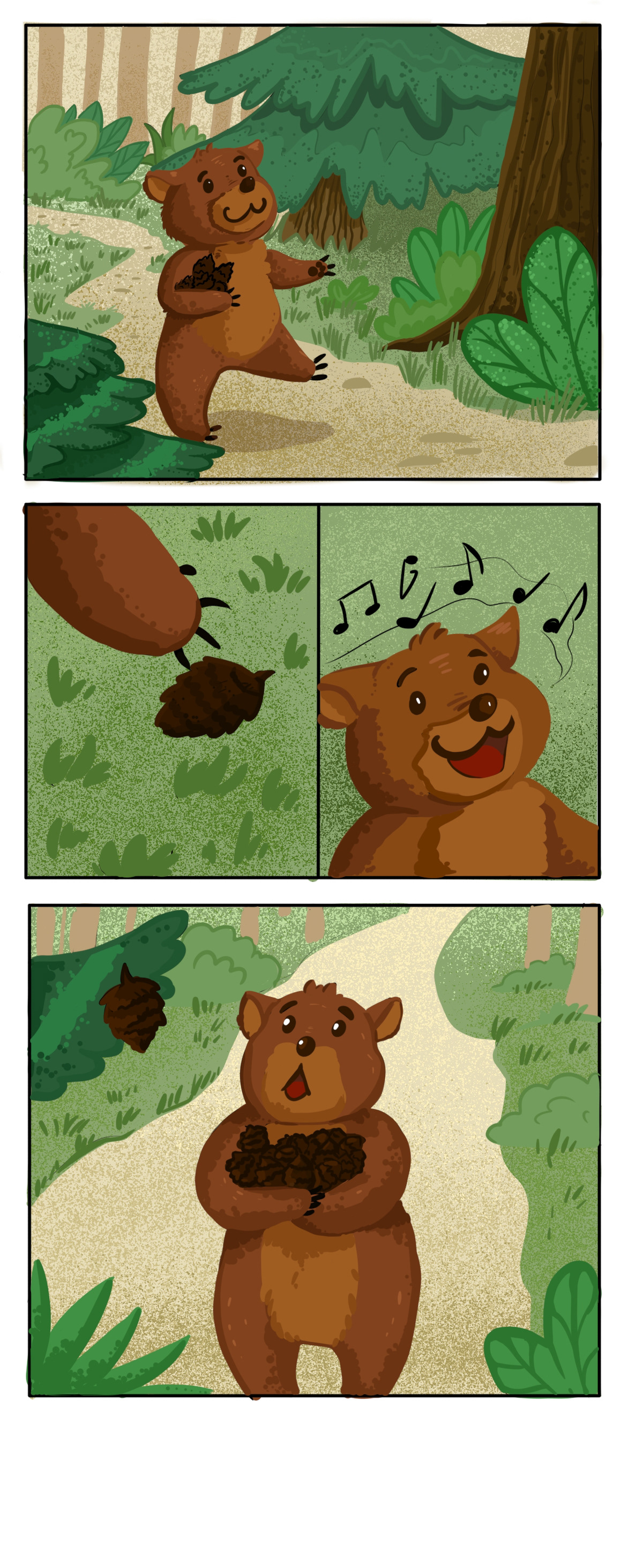 мишка арт медведь иллюстрация картинка Шишка сказка комикс лес графика раскраска история зверушки животное Книжка эмоции