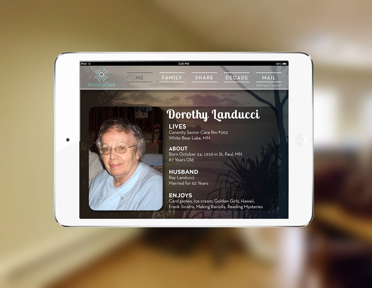 NostalgiCare iPad App memories dementia