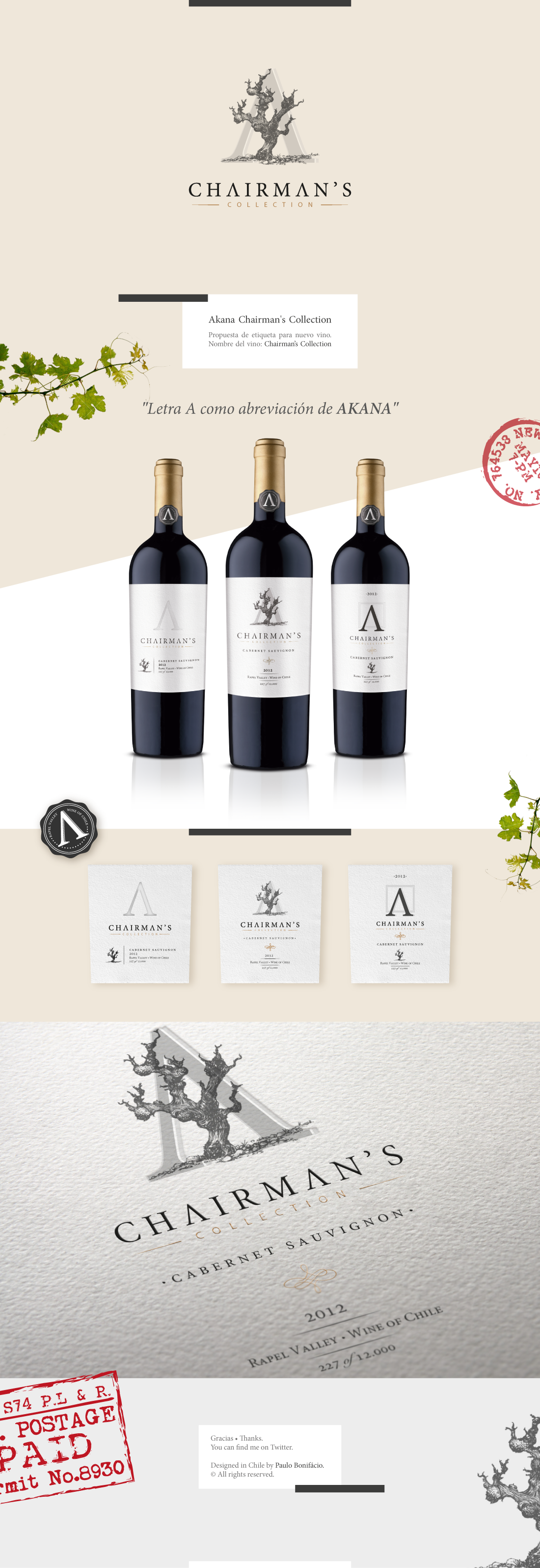 diseño Label wine Akana chairman Collection sauvignon cabernet diseño de etiqueta vino chileno