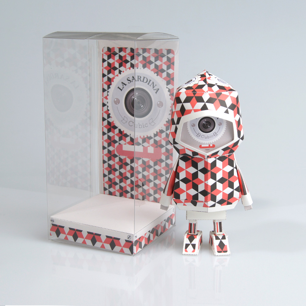 papertoy paper art toy camera la sardina  cubic