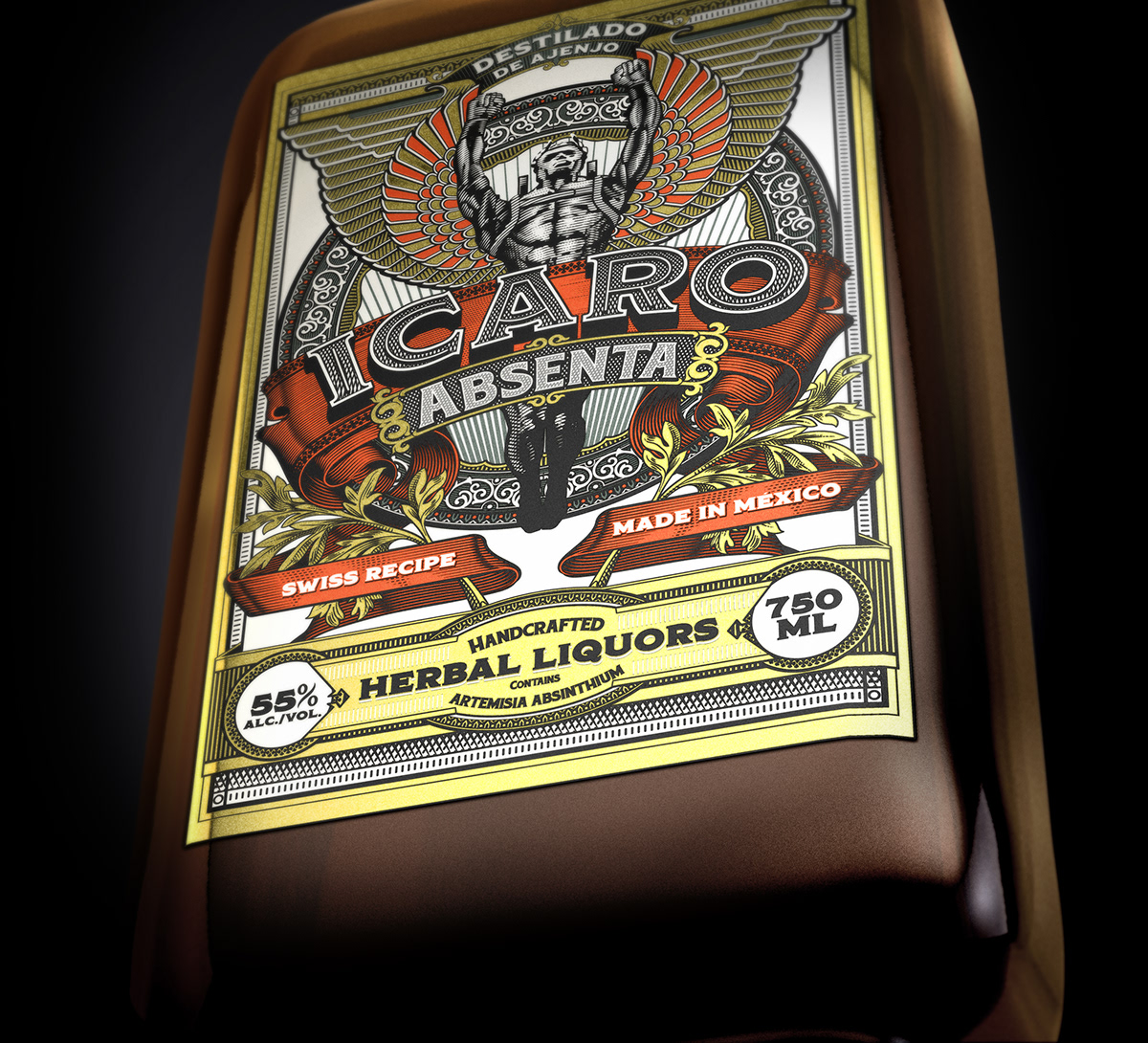 absint liquor branding  icaro ILLUSTRATION  adobe illustrator brand