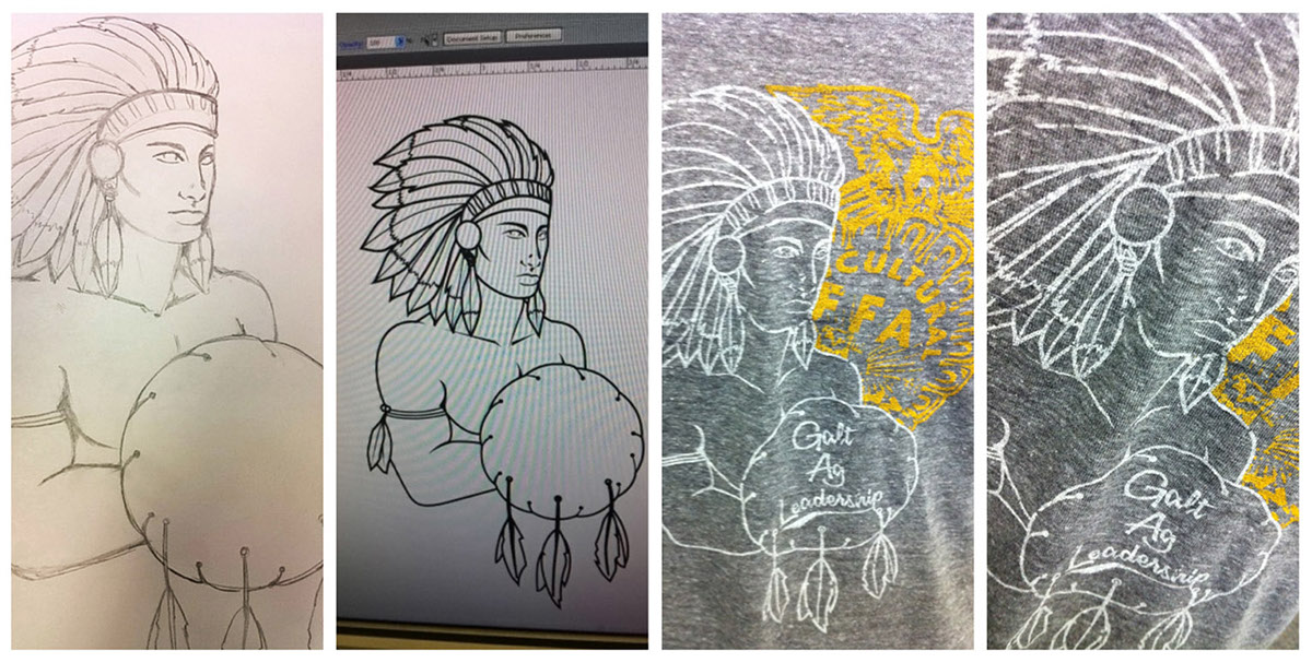 apparel Custom warriors indian freehand t-shirt worn