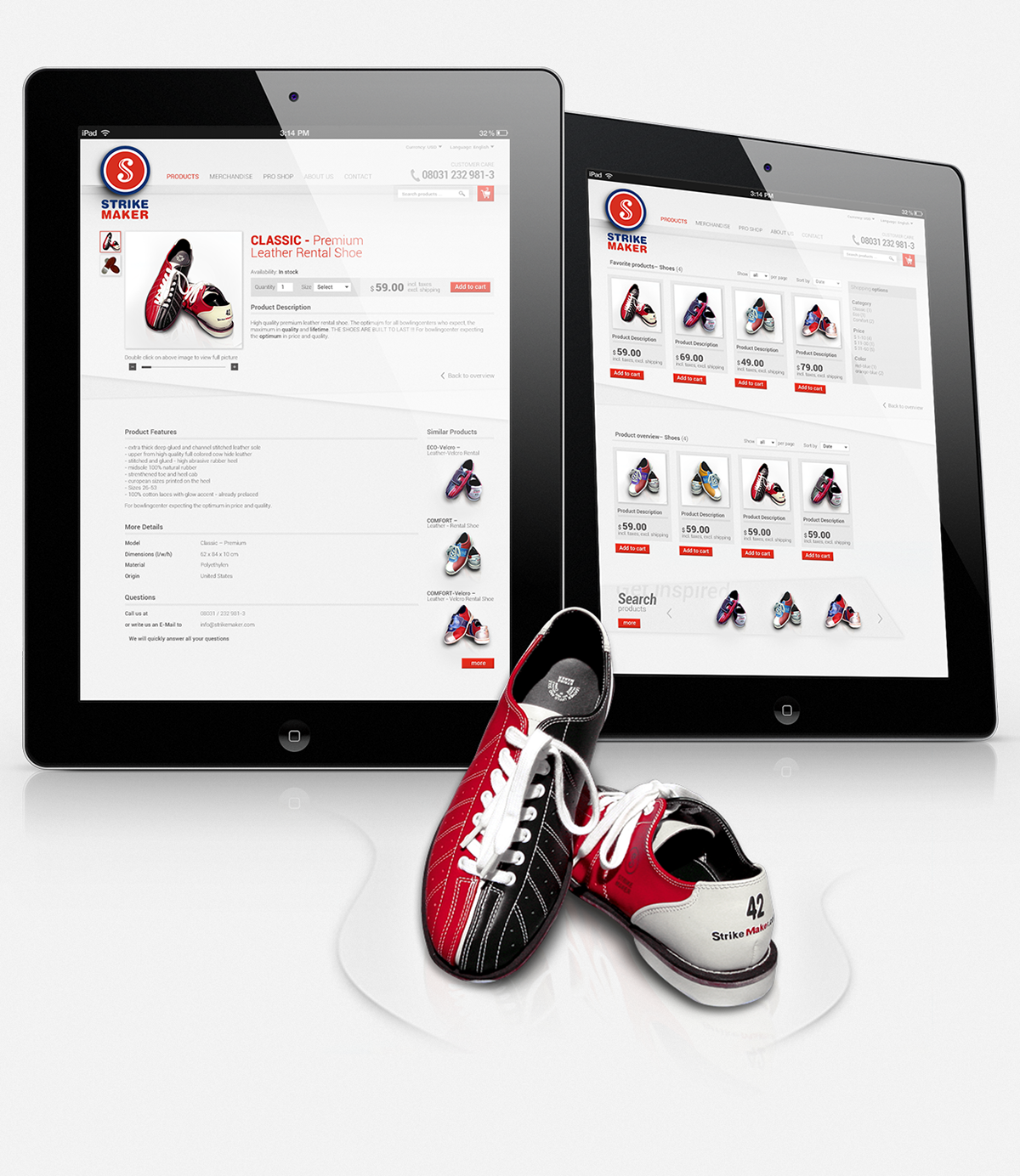 bowling strikemaker retailer design proposal Webdesign modern commissional work Responsive
