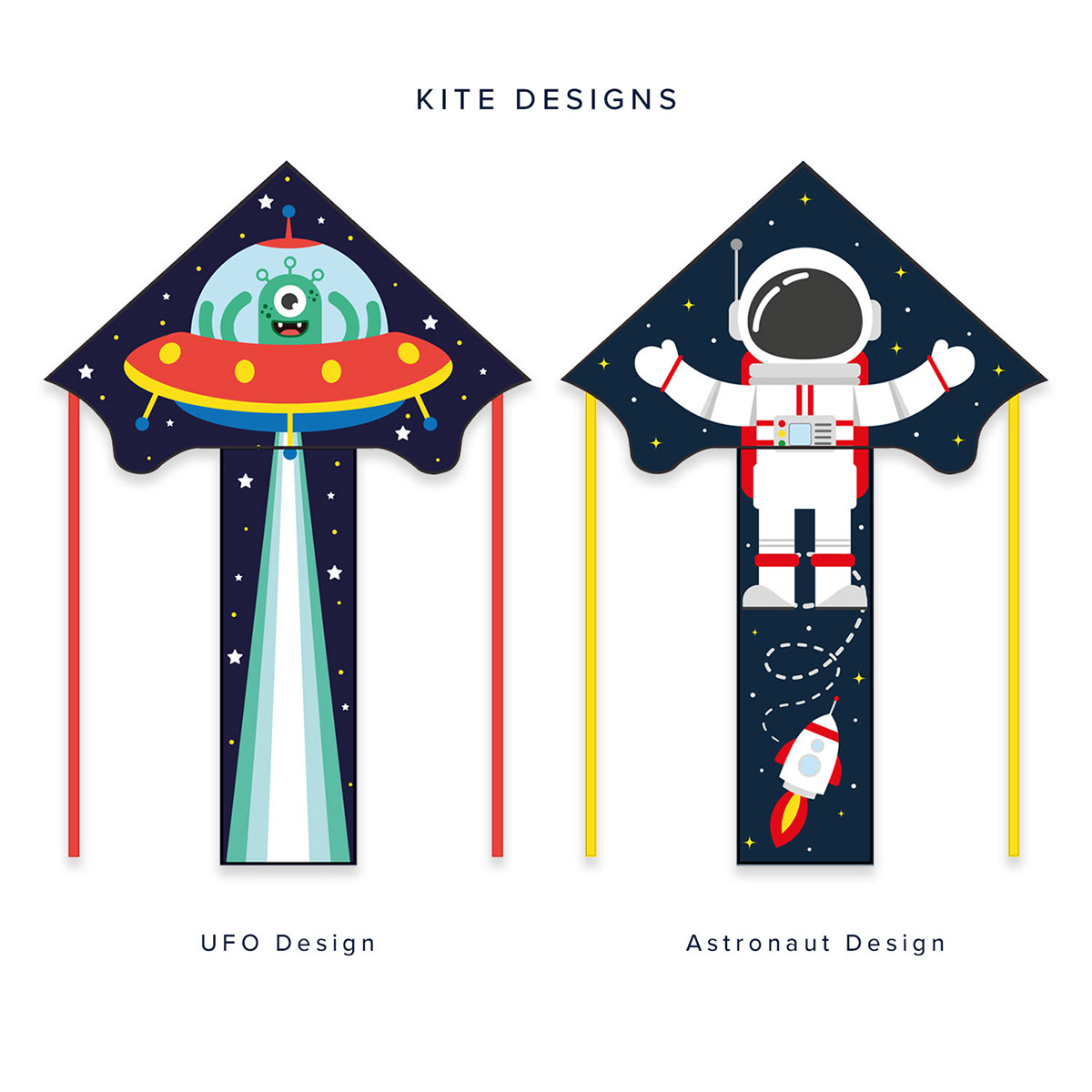 graphic design  ILLUSTRATION  kids toys Kite product design  Space Kites toys