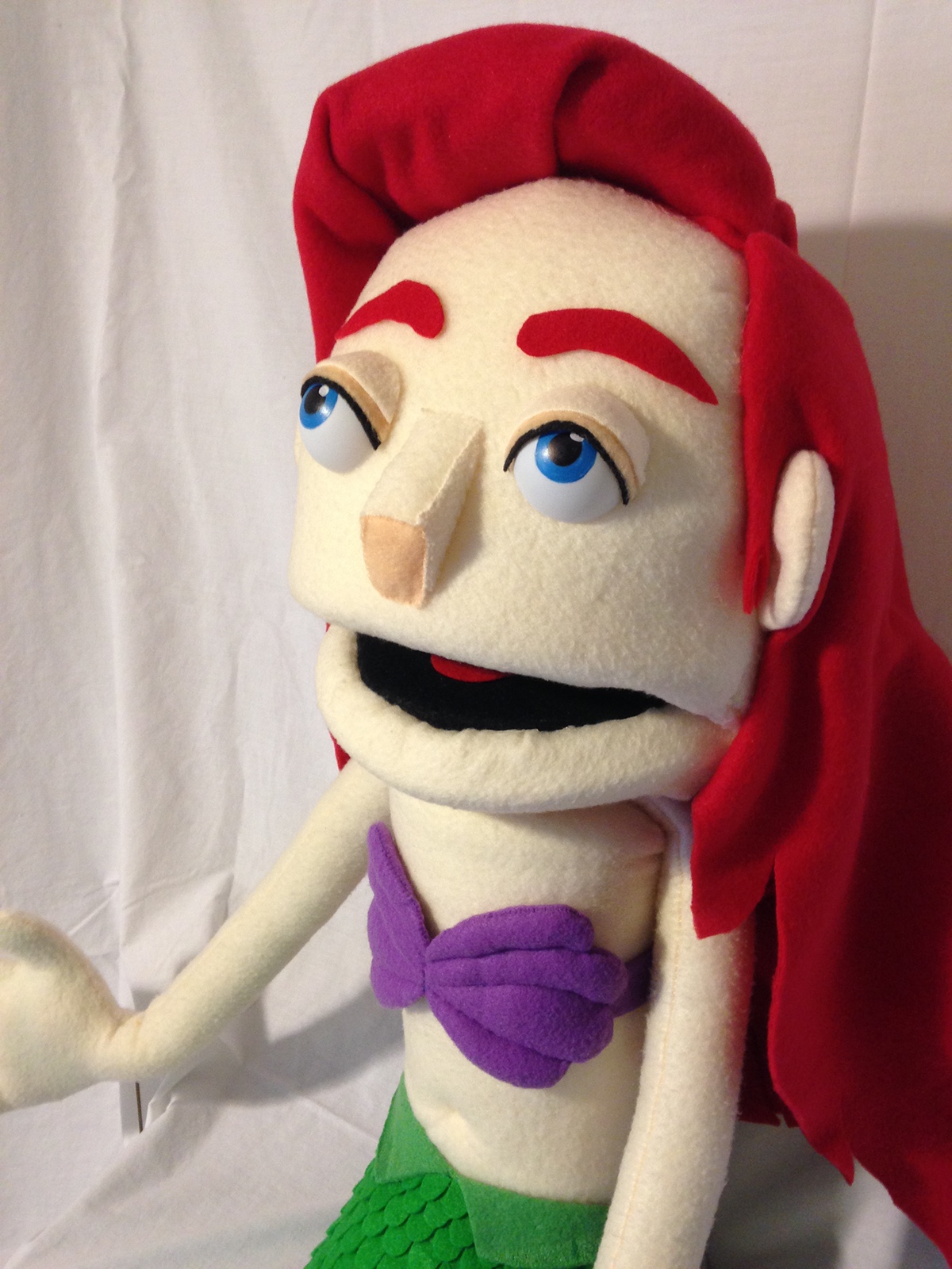 mermaid puppet hand and rod redhead