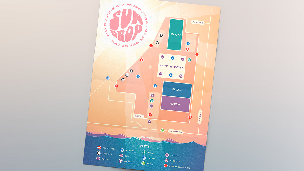 Printed venue map for music festival