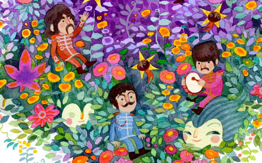 Beatles cellophane Flowers Lucy SKY diamonds guache traditional