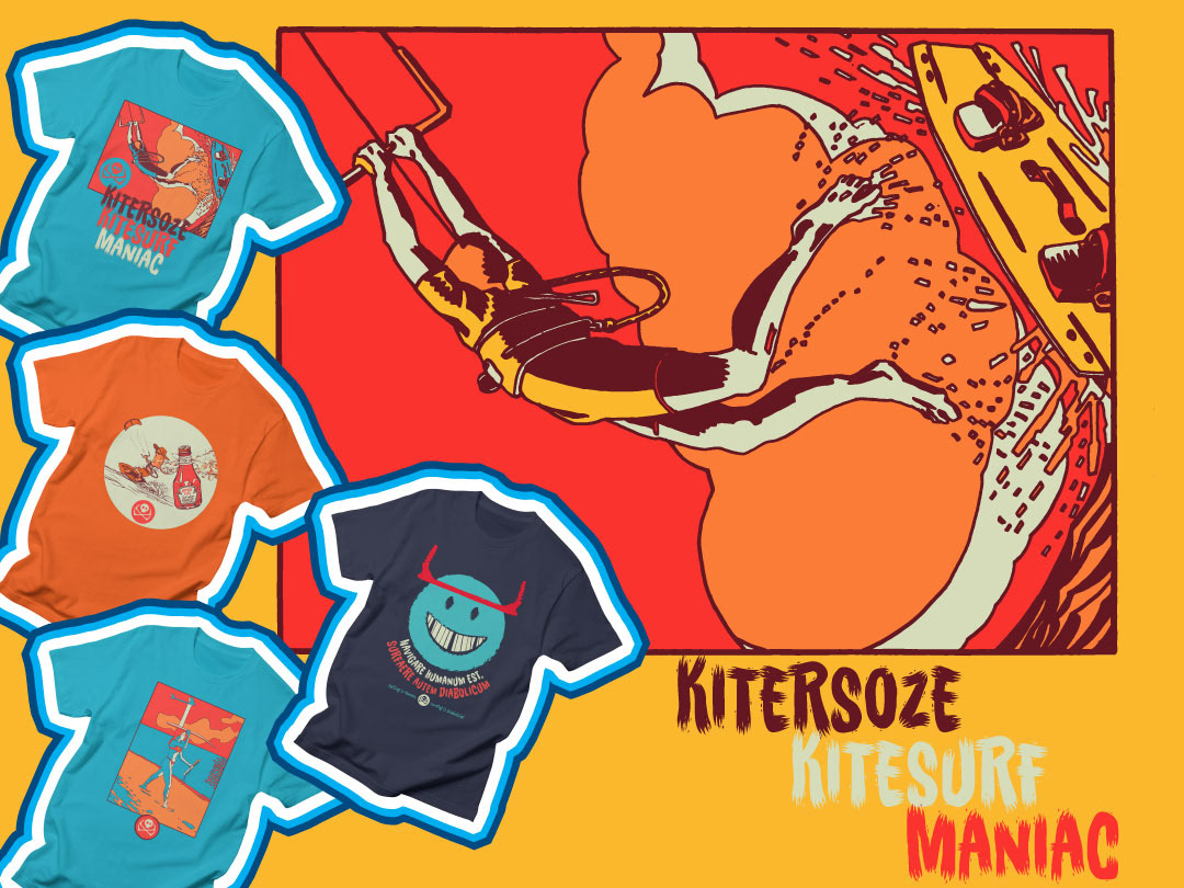 illustrations Kitesurf Surf t-shirt logo Kite rider graphic Fashion  Adobe Portfolio water sport