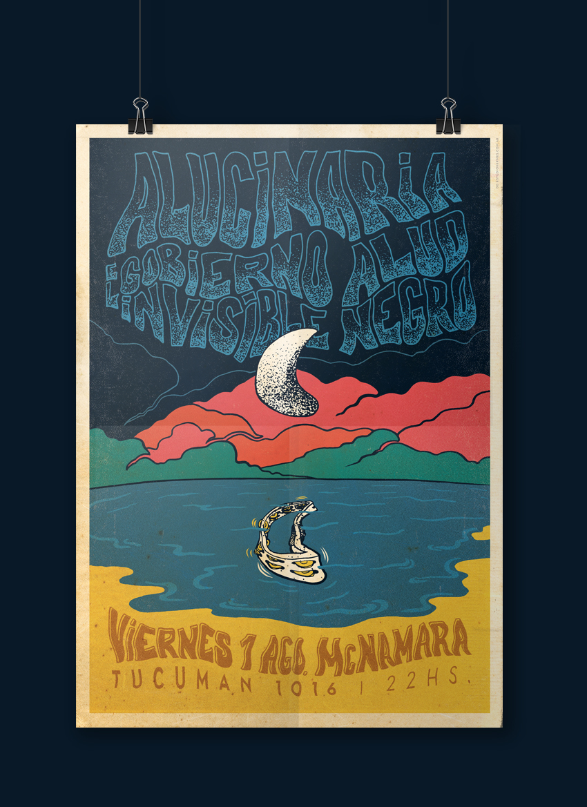 afiche poster rock indie rock rosario argentina sixties vintage