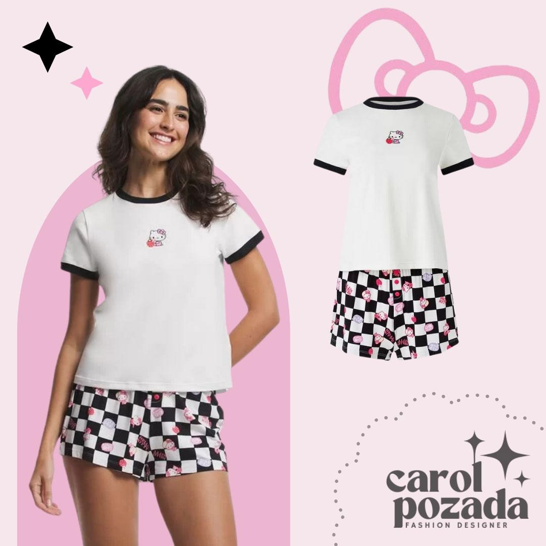 Fashion  moda fashion design sleepwear Nightwear pyjama hello kitty pattern print Graphic Designer