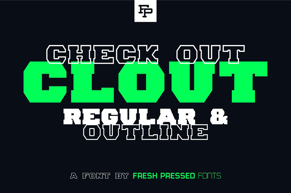 strong clout font slab serif display font outline uppercase typography  