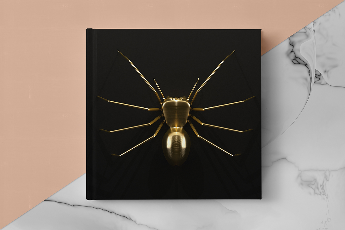 3D c4d type magazine book Render texture Marble fear scared thesis editorial spider
