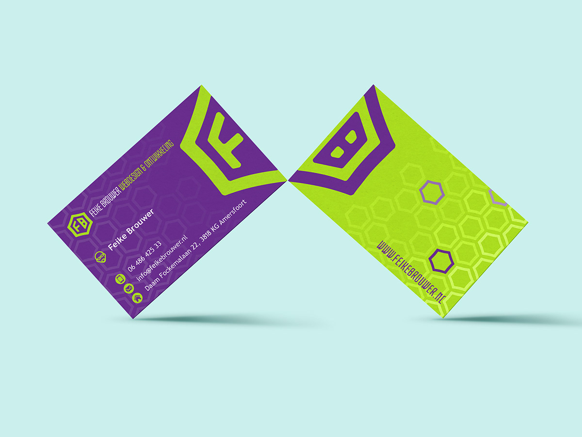 Business Cards webdesigner purple green avatar print