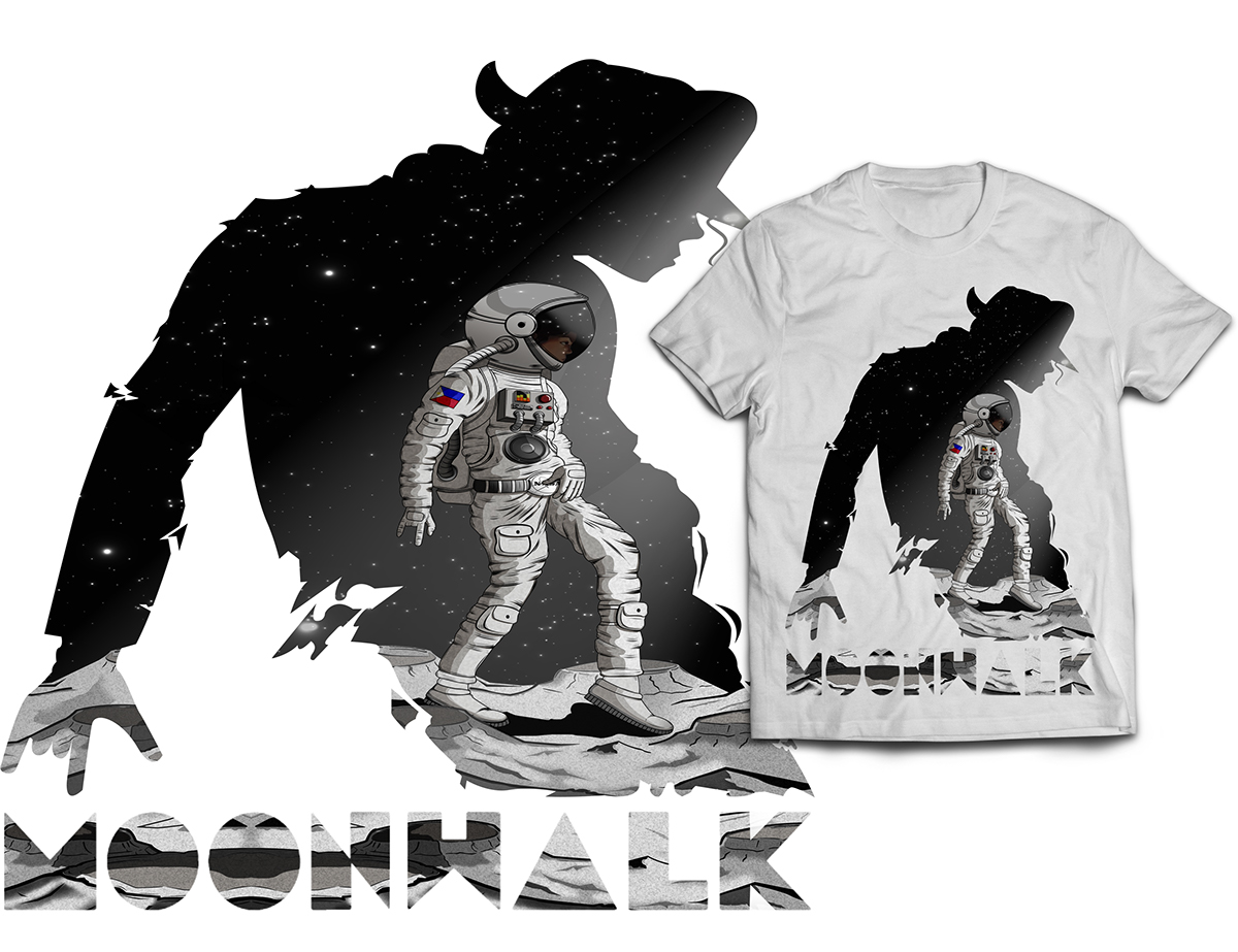 moonwalk Michael Jackson astronaut Billi Jean T-Shirt Design moon