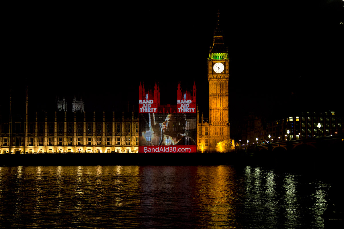 BandAid30 band aid Band Aid Thirty bob geldof Houses of Parliament London projection projection mapping Ross Ashton Ten Alps big ben