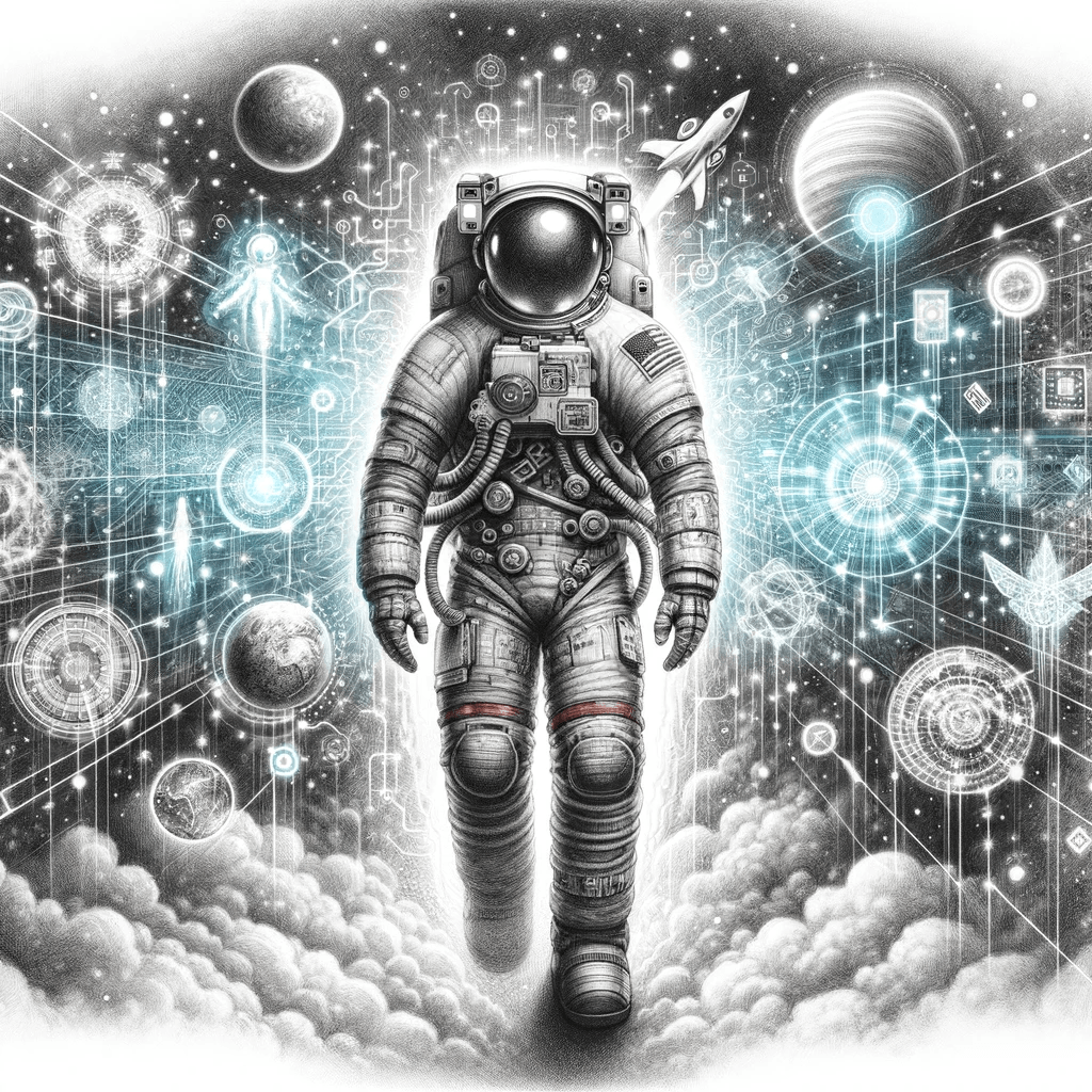 astronaut Cyberpunk Cyberspace digital illustration concept art fantasy