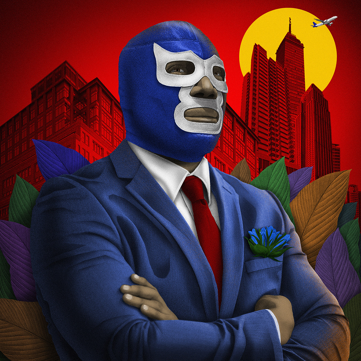 Blue Demon lucha libre Wrestling luchador mexico ILLUSTRATION  artwork digital illustration collage Digital Art 