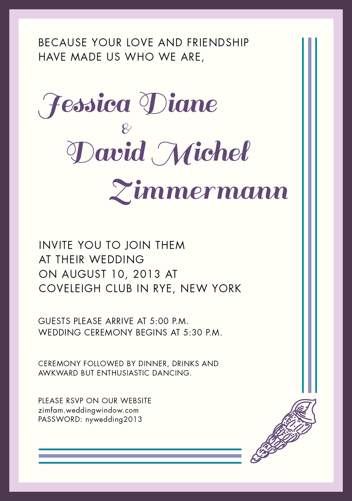 wedding invitation design Invitation place card seashell Freelance