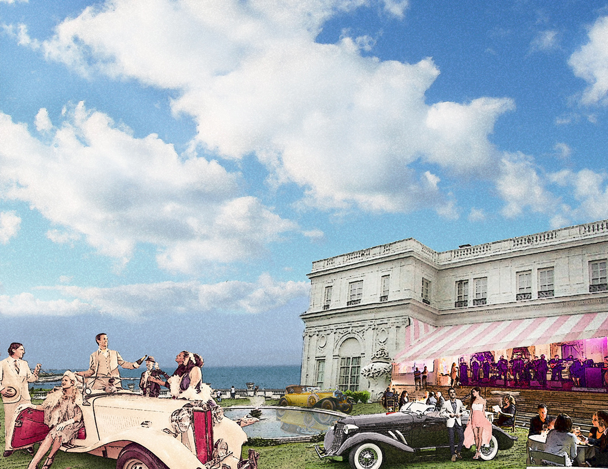 mansion great gatsby art dancing Champagne automobile museum newport