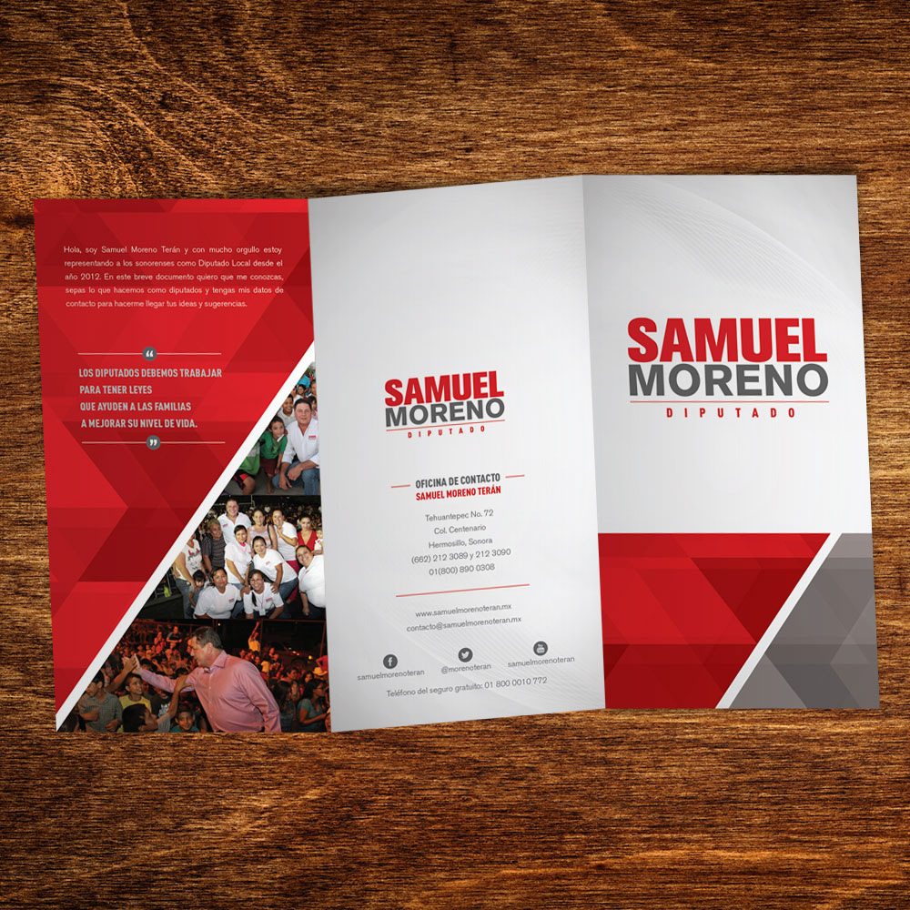 folleto triptico impreso diputado Samuel Moreno hermosillo