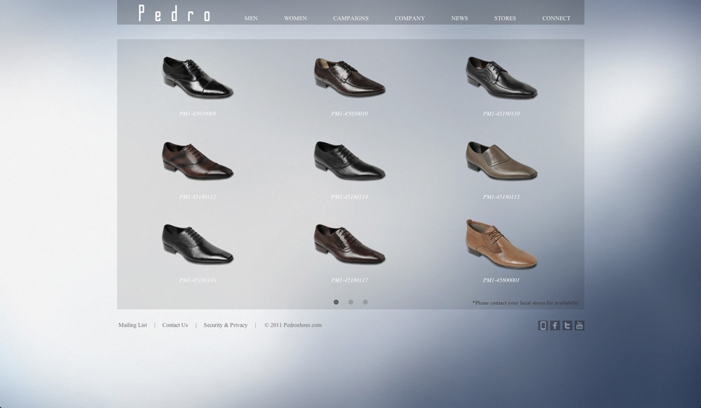pedro accessories shoes singapore Web design
