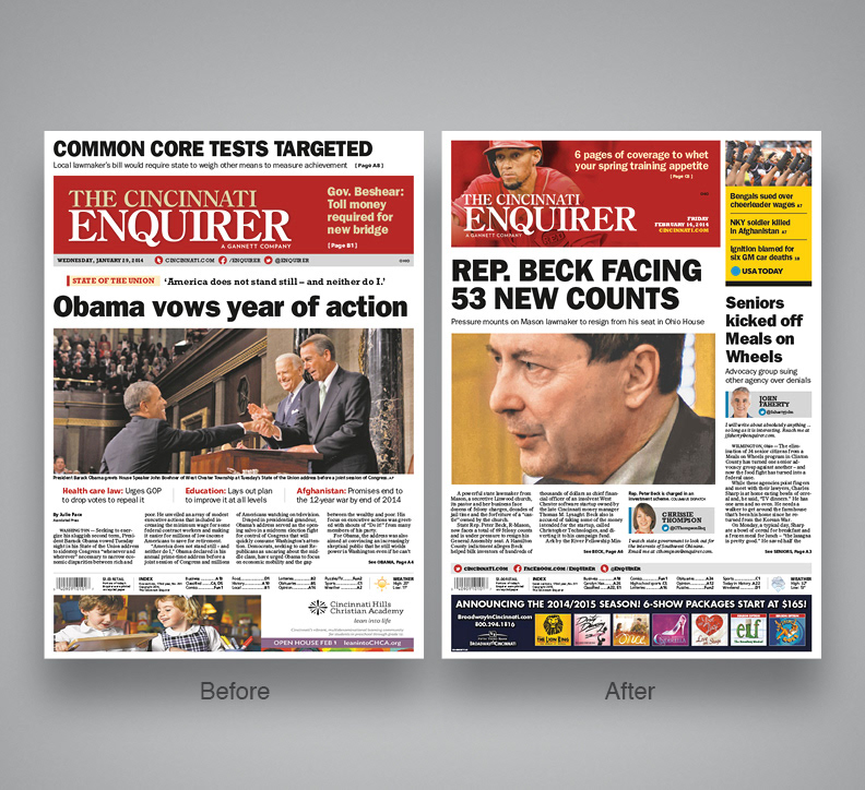 redesign newspaper cincinnati enquirer compact red process