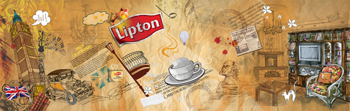 Lipton english backdrop Time Line history ramadan Fruit tea wave colorful gondola ad