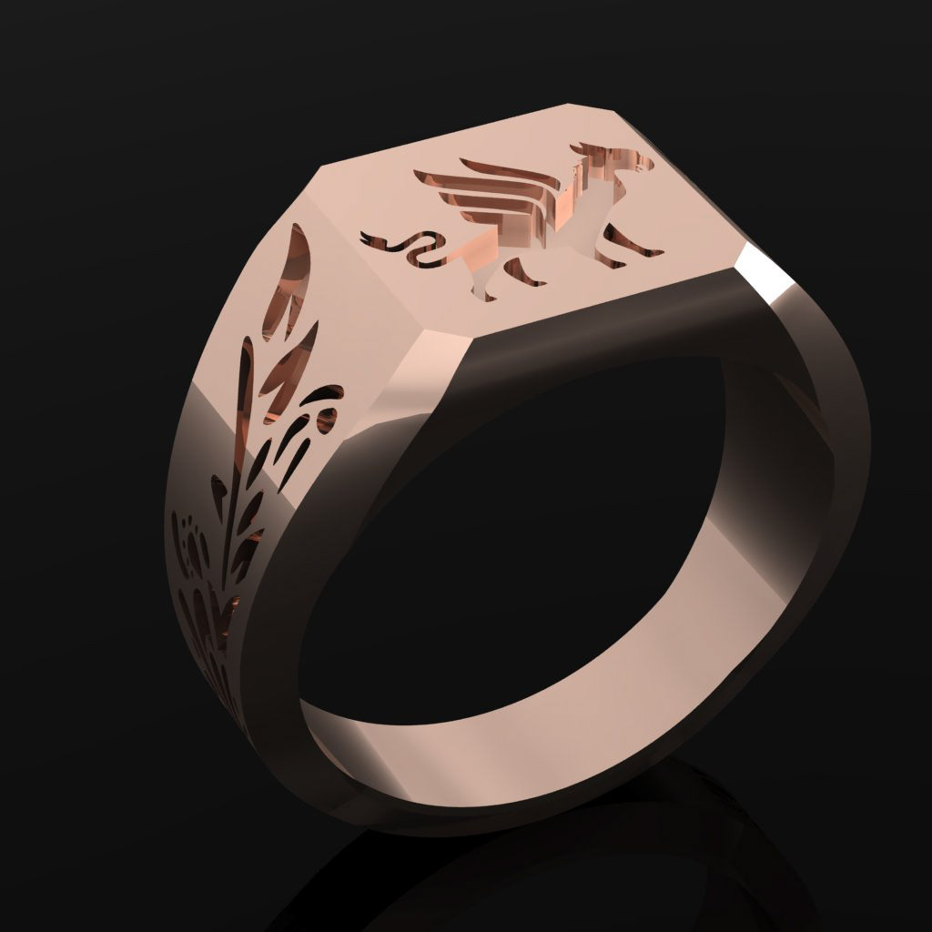 3D engraving jewelry ROSEGOLD SignetRing silver