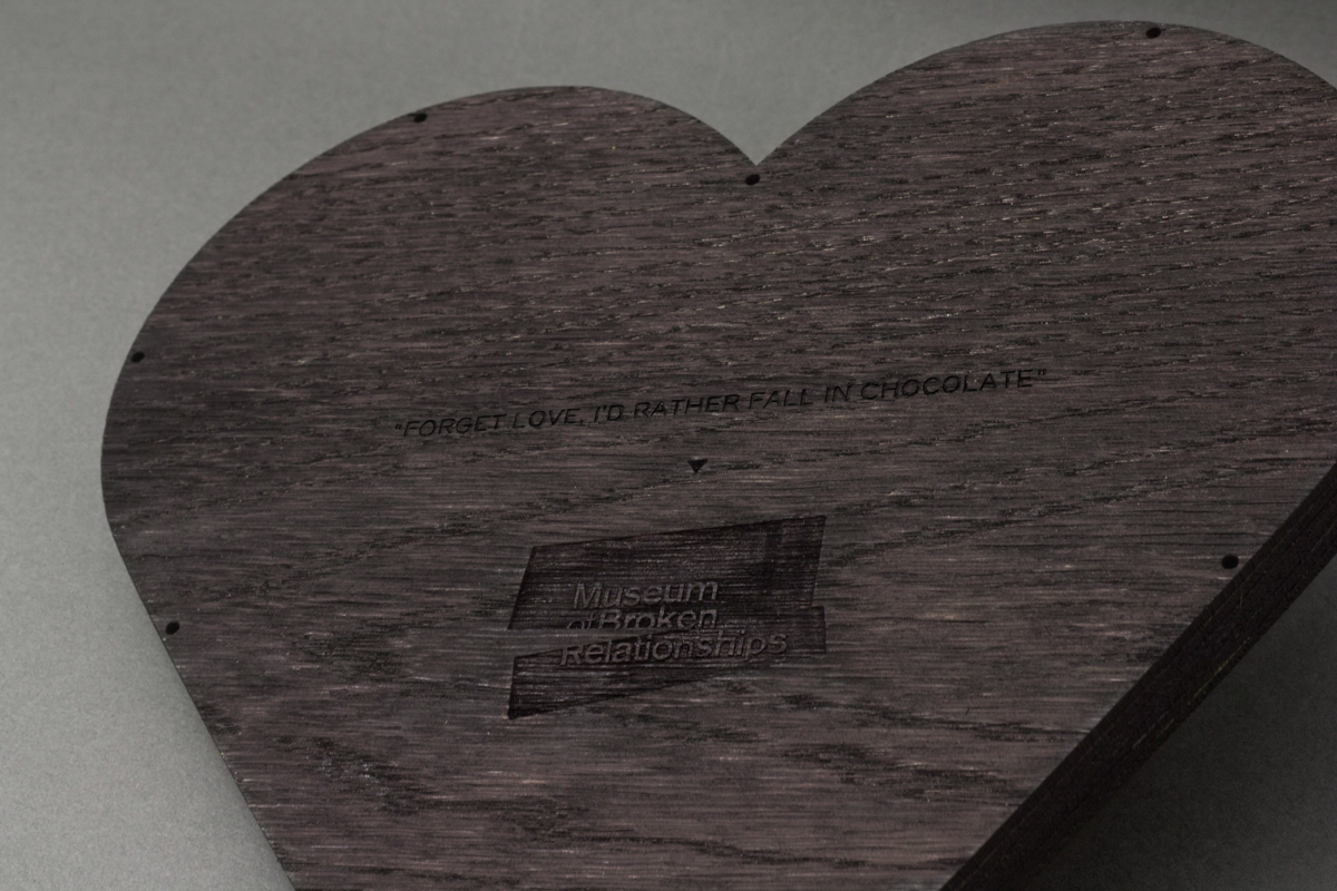 broken relationship museum chocolate making laser wood dark box Croatia Zagreb engrave make DIY Love