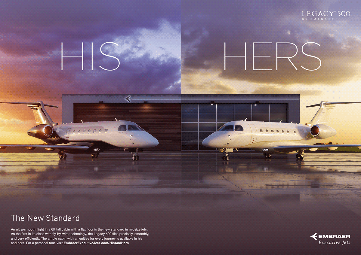 Embraer Legacy 500 luxury Magazine Ad Aerospace aerospace marketing jets private aviation