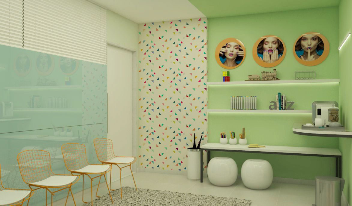 interior design  clinic Odontology orthodontics teenager color blocking Fashion  waiting room colorful