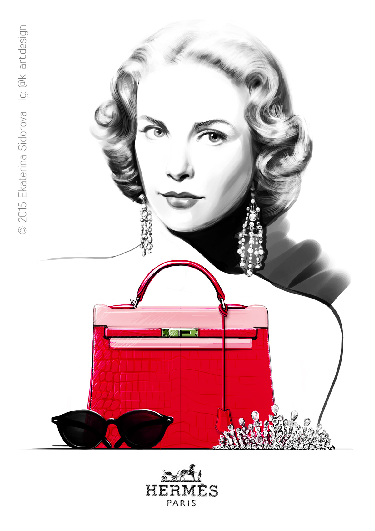 bags kelly hermes fashionillustration Princess Monaco grace