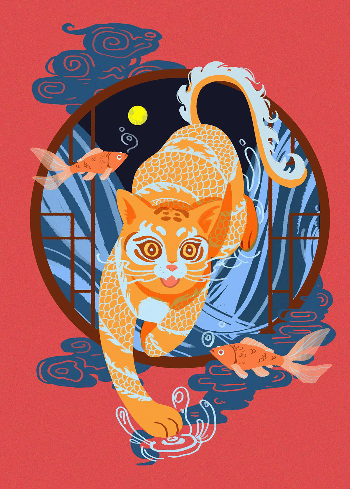 Cat Character design  Digital Art  ILLUSTRATION  poster chinese