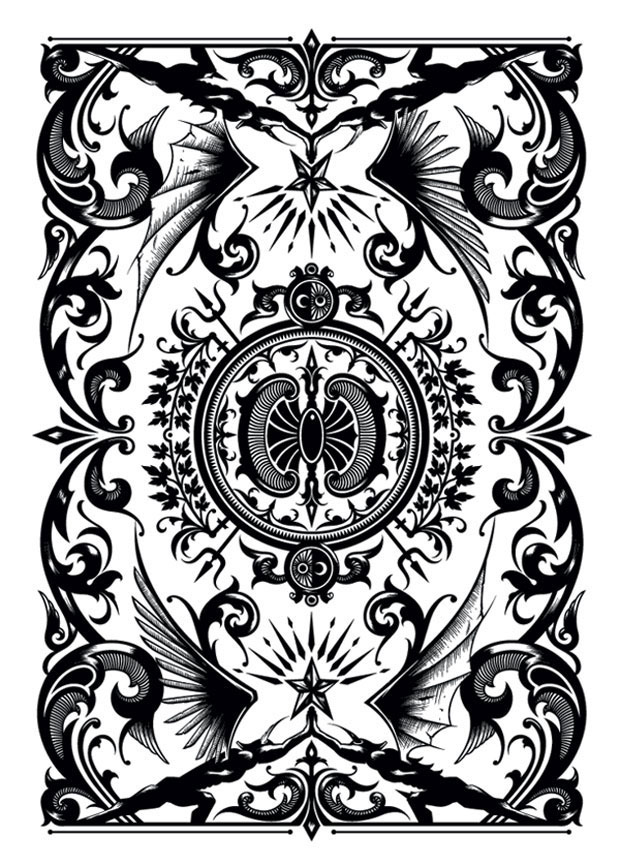 detail ink pattern Playing Cards box graphic narrative Magic  