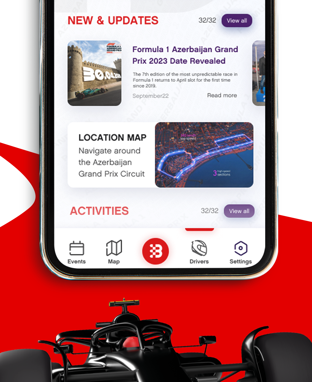 baku city circuit Formula 1 Racing Motorsport sport UI/UX Mobile app