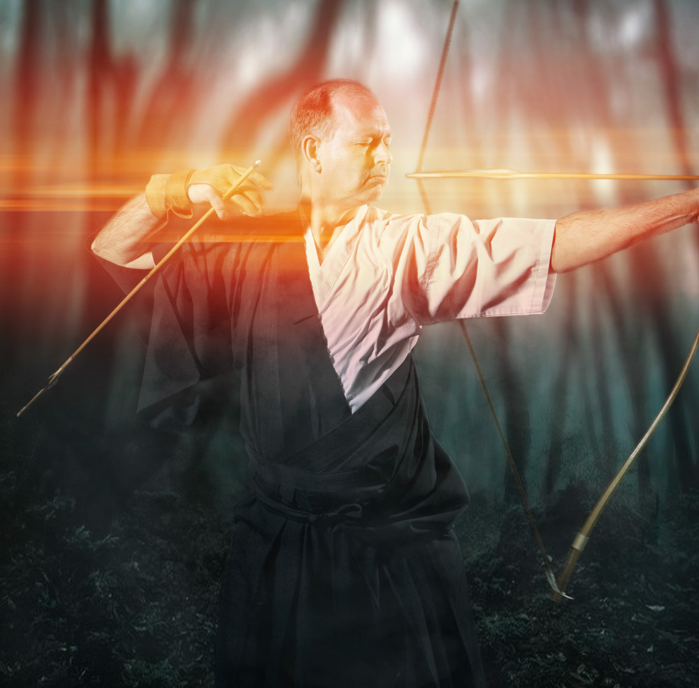 kyudo asian Archery bow arrow male Caucasian Outdoor Nature sport