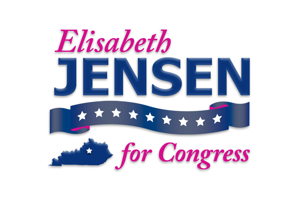 logo politics female politician blue patriotic flyer business card walk card Kentucky congress pink candidate Office