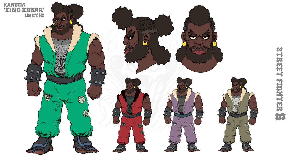 afro black capcom Character design  digital illustration fighting game king cobra Martial Arts STREET FIGHTER street fighter 6