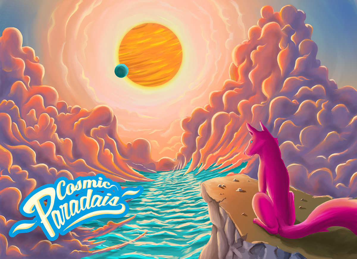 cosmic dog clouds paradise